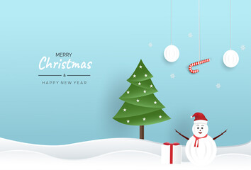 Merry Christmas background in paper style