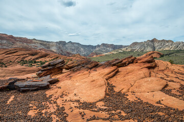 An overlooking view of nature in Snow Canyon State Park, Utah