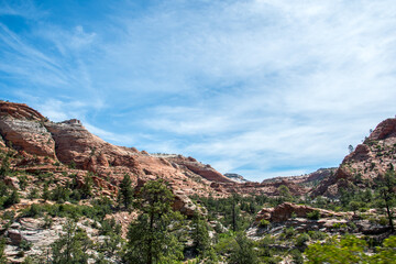 An overlooking view of nature in Zion National Park, Utah