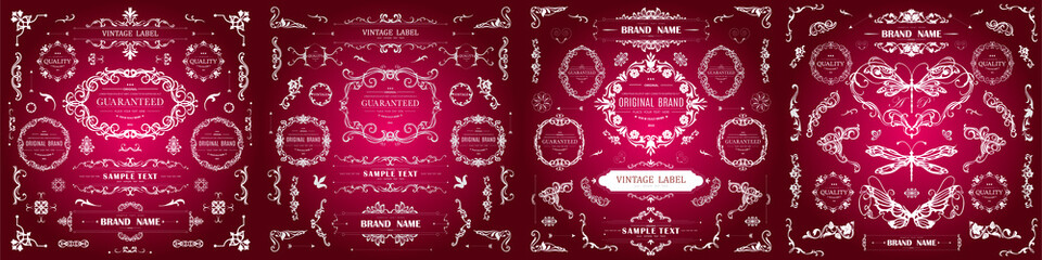 Set of Vintage Decorations Flourishes Elements. 