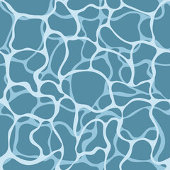 Vector hand drawn water lines seamless pattern print background.