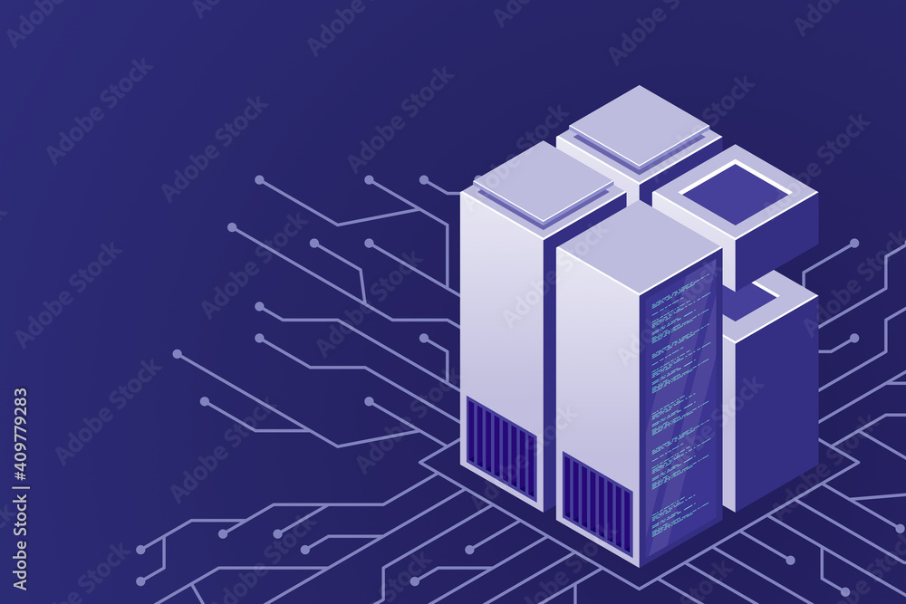 Aufkleber isometric servers vector design. isometric data center. data center landing page. vector illustratio