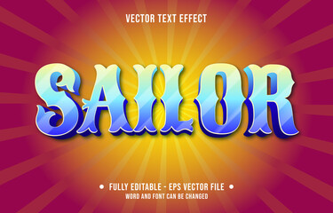Editable text effect - sailor blue gradient color modern style	 - obrazy, fototapety, plakaty