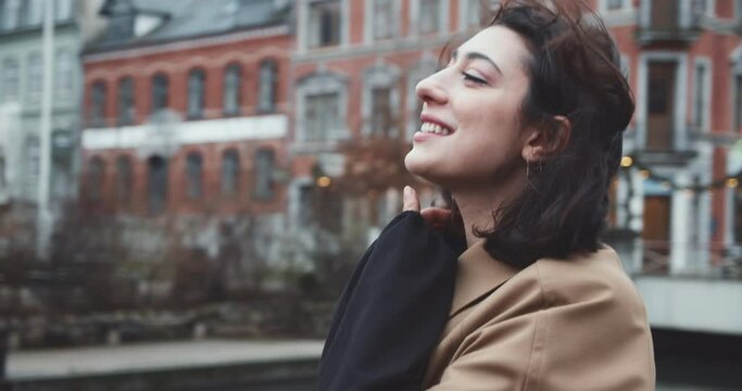 Beautiful Woman In Old Town Aarhus