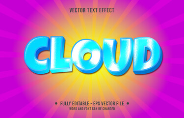 Editable text effect - cloud blue jelly gradient color modern style	