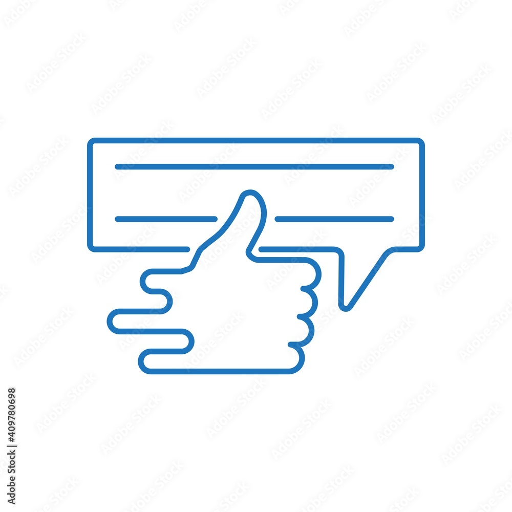 Poster message and approval sign. fast positive feedback vector linear icon isolated