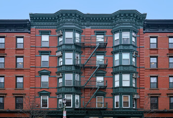 Old New York apartment building with external fire escape