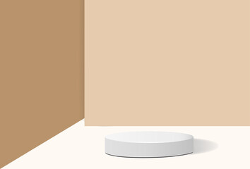 Indoor geometric podium with sunlight