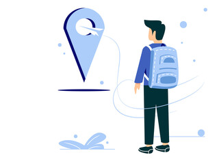 Travel concept vector illustration. People determine the destination and location of the vacation.