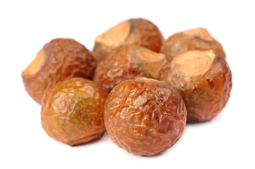 Pile of Soap Nut (Sapindus Mukorossi) Isolated on White Background