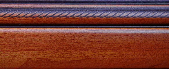 Decorative panel. Carved wooden board for furniture. Wide angle wallpaper