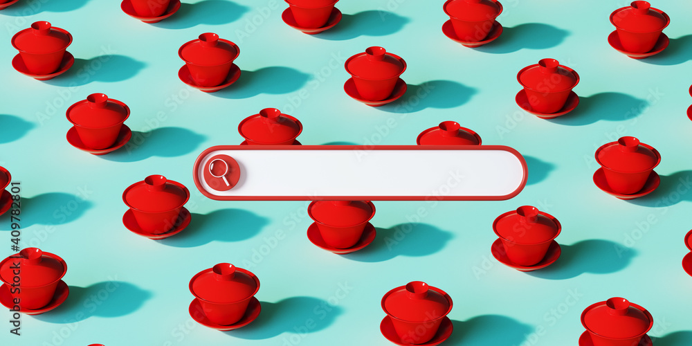 Poster minimal abstract background for online chinese and oriental concept. blank web search bar and red te