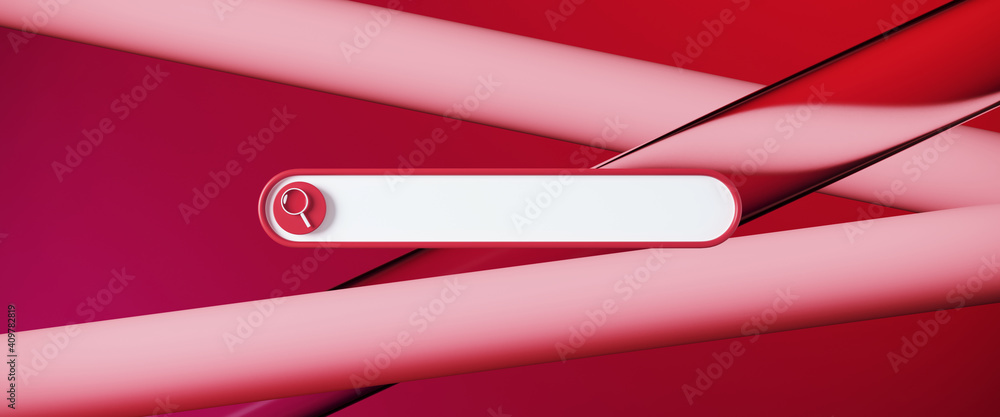 Poster minimal abstract background for online shopping concept. blank web search bar on red geometry backgr