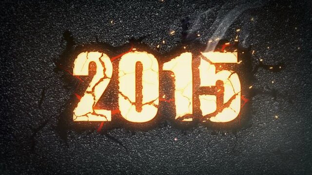 2015 New Year celebration background. Burning gold numbers, able to loop