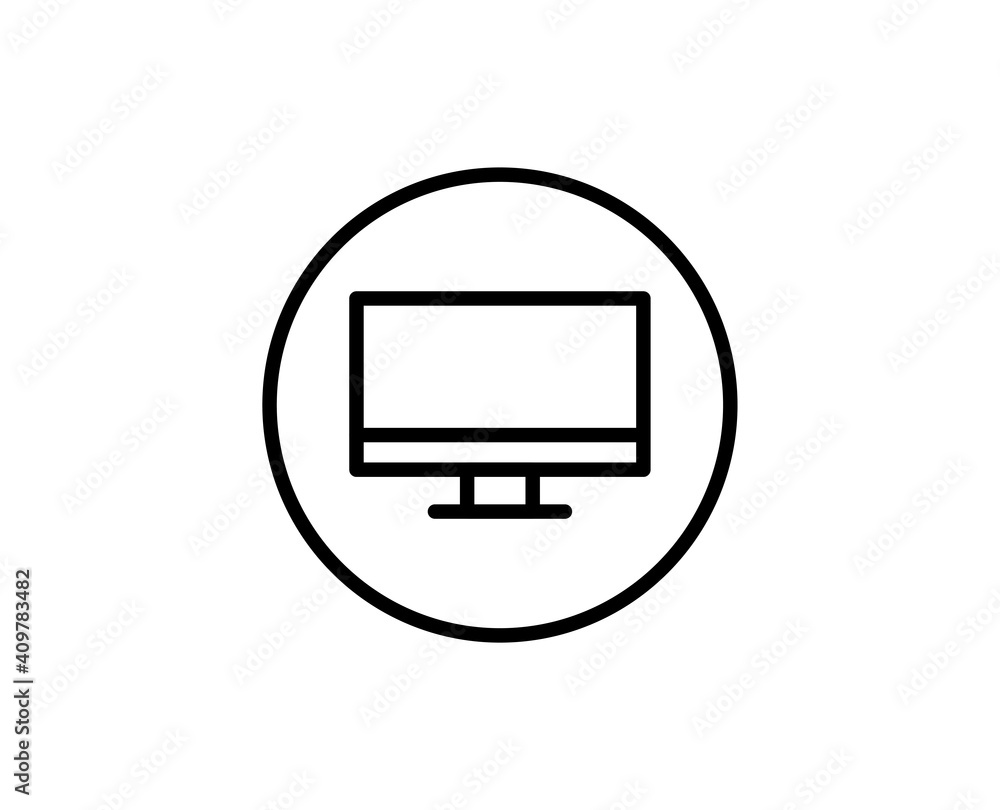Fototapete Computer line icon. Vector symbol in trendy flat style on white background. Web sing for design.