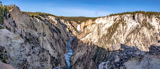artist point waterfall in yellowstone national park wyoming