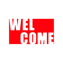words on red background, can be used as a welcome text icon or banner element 