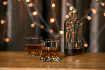 Barman pouring whiskey whiskey glass beautiful night