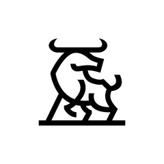 bull ox chinese new year line monoline logo vector icon illustration