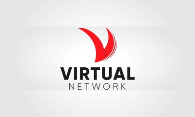Fototapeta premium Virtual Network letter V Logo
