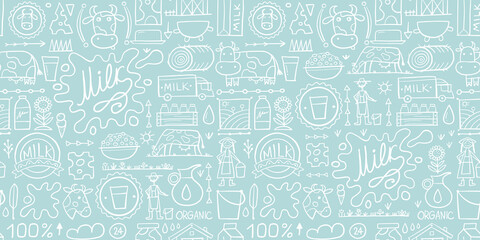 Milk farm, Seamless Pattern Background for your design