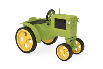 Wooden Toy Tractor. 3d Rendering