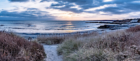 Sunset in newport rhode island at castle hill lighthouse