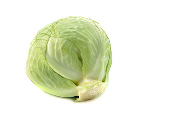 Green cabbage.A head of cabbage on a white isolated background.