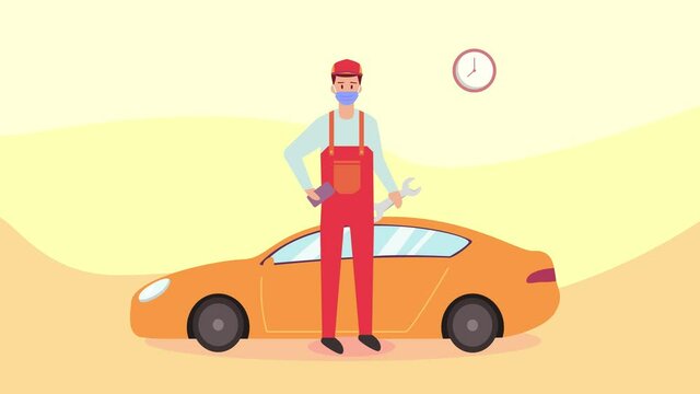 Mechanic repair a car during new normal lifestyle
