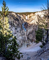 artist point waterfall in yellowstone national park wyoming