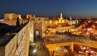 Fototapeta na wymiar Old City of Jerusalem (Historic Wall and Gate) - Jerusalem, Israel 