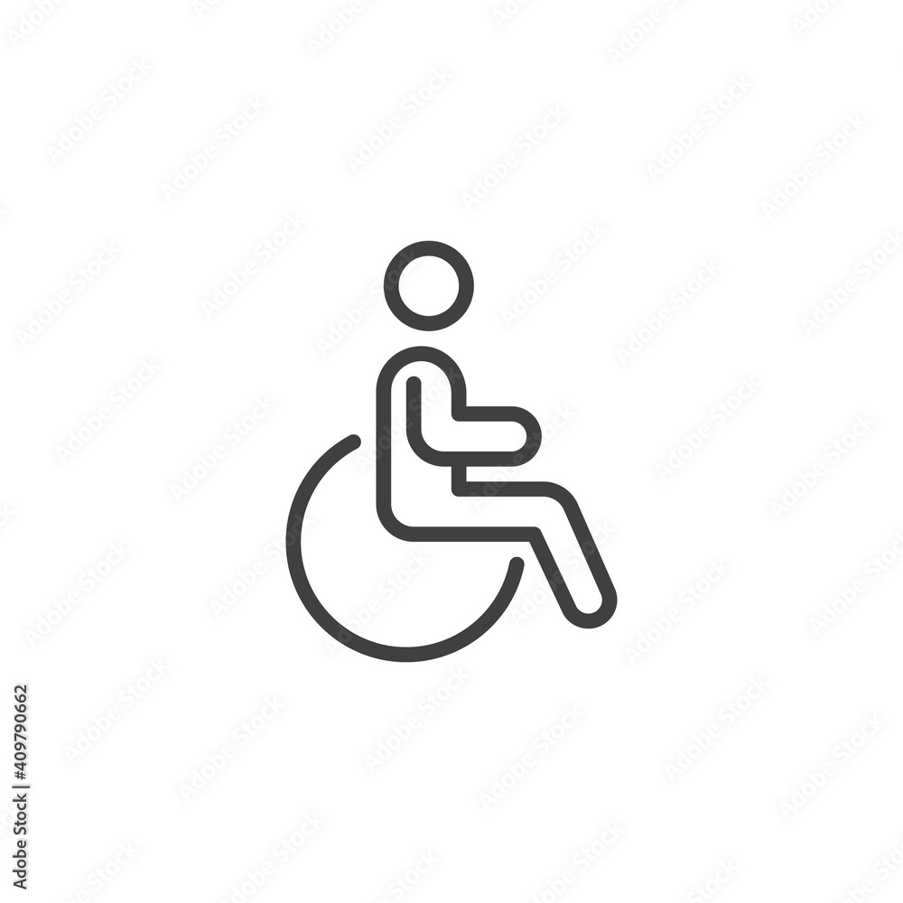 Poster handicapped person line icon. disabled man linear style sign for mobile concept and web design. acce