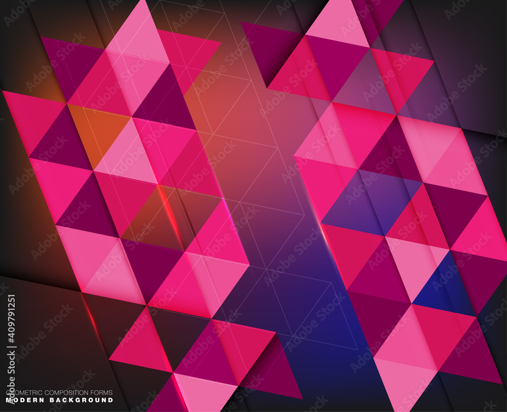 Poster abstract geometric composition forms modern background with decorative triangles and patterns backdr