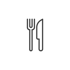 Fork and knife line icon. linear style sign for mobile concept and web design. Restaurant outline vector icon. Symbol, logo illustration. Vector graphics