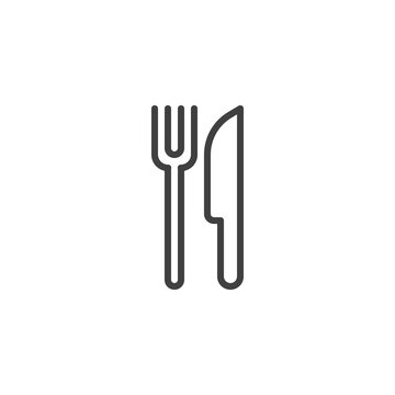 Fork and knife line icon. linear style sign for mobile concept and web design. Restaurant outline vector icon. Symbol, logo illustration. Vector graphics