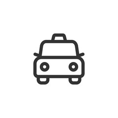 Taxi car front view vector outline style icon. Marking of public transport stops.