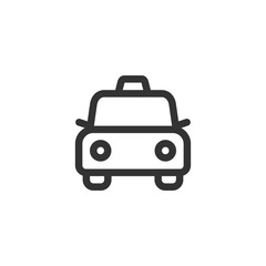 Taxi car front view vector outline style icon. Marking of public transport stops.