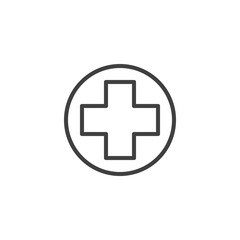 Fototapeta premium Medical cross line icon. linear style sign for mobile concept and web design. Hospital cross outline vector icon. Symbol, logo illustration. Vector graphics