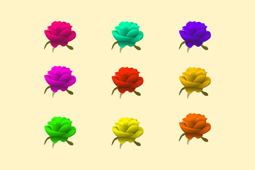 illustration of set of colorful roses isolated on colorful background creative new design for posters, banners, backgrounds, gift wrapping.
