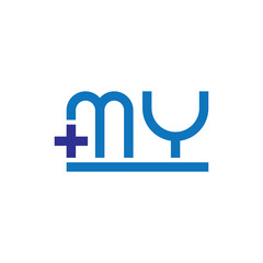 MY Plus medical service logo design vector