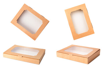 Set of cardboard boxes on white background