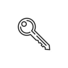 Door key line icon. linear style sign for mobile concept and web design. Key outline vector icon. Symbol, logo illustration. Vector graphics