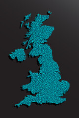 Obraz premium Creative map United Kingdom made blue sequins