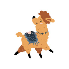 Cute cartoon llama illustration