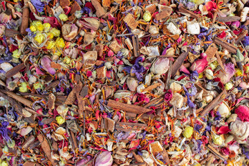 Mixture of aromatic dried spices. Dry fragrant spice. Shallow depth of field.