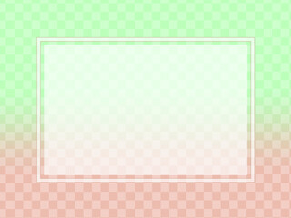 パステルグリーンからパステルオレンジのグラデーション－市松模様入り－フレーム有り
