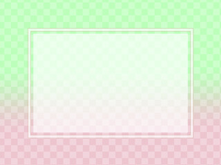 パステルグリーンからピンクのグラデーション－市松模様入り－フレーム有り
