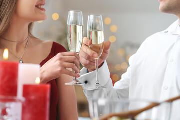 Young couple celebrating Valentine's Day at home