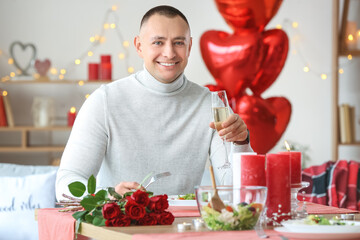Young man on Valentine's Day at home