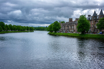 Fototapeta premium Beautiful scenery of Inverness cityscape and river Ness , Inverness , Scotland